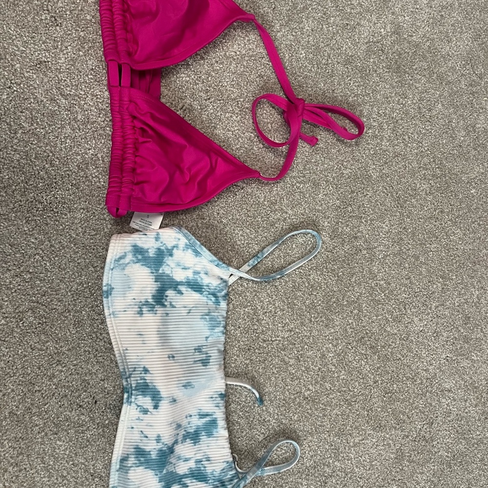 2 PACK BIKINI TOP- Target Pink Top and Hollister Tie Die top